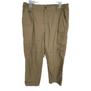 5.11 Tactical Mens Pants Size 40x30 Khaki Cargo Tactical Pockets Elastic Waist